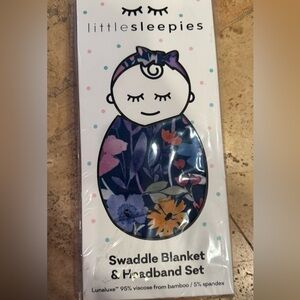 Little Sleepies Night Blooms Swaddle Blanket & Headband Set